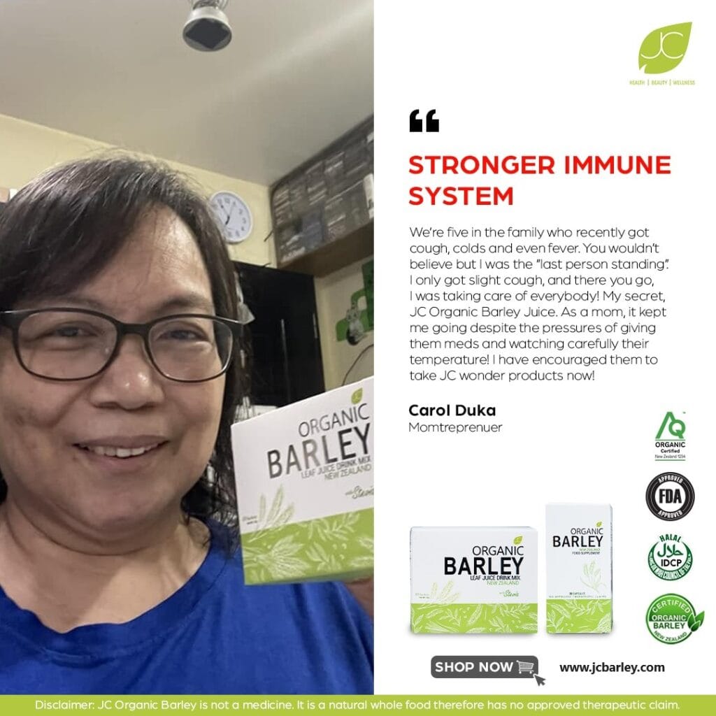 Carol Duka JC Organic Barley Testimonies